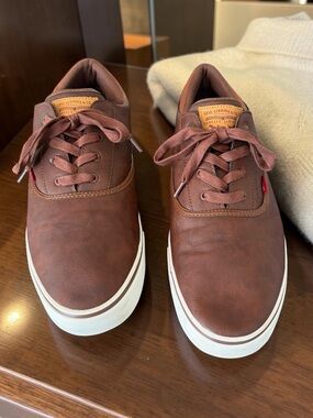 Levi's Men's Brown Lace-Up Brown Sneakers with White Sole